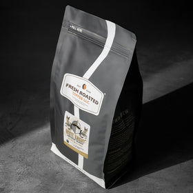 Fresh Roasted Coffee White Knight organic seal on label signals quality.
