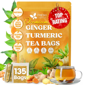 FreshDrinkUS 135 ginger turmeric tea bags for pure, caffeine-free daily brew