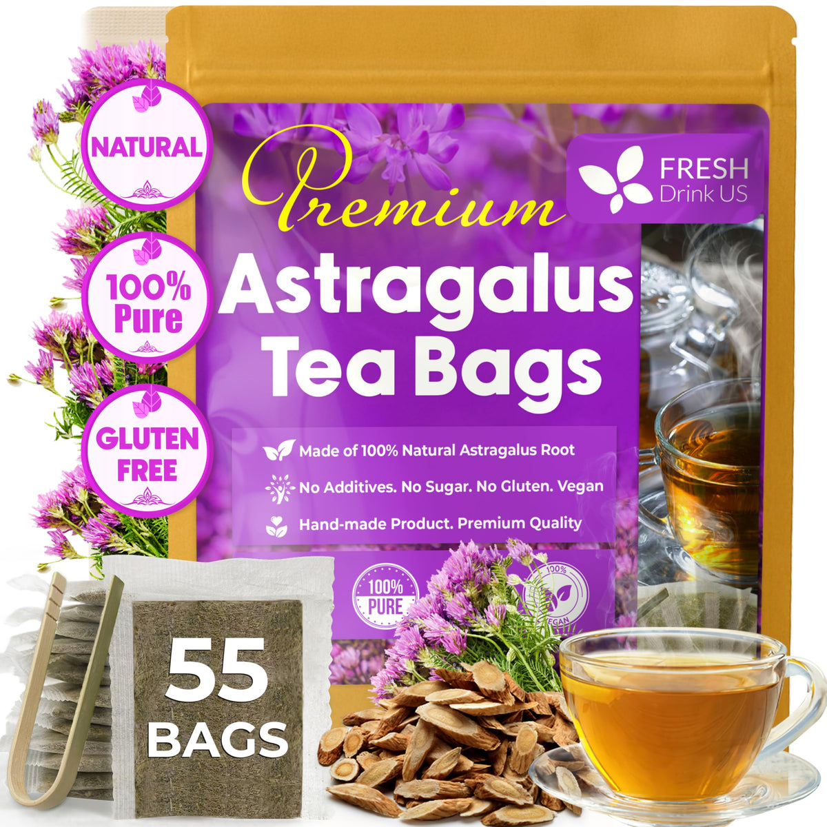 freshdrinkus astragalus root tea bags pack for convenient daily ritual