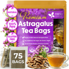 FreshDrinkUS astragalus root tea bags pack shows natural sourcing and eco-friendly packaging.