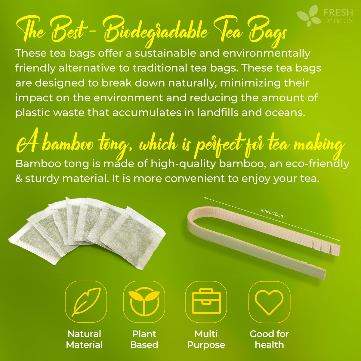 FreshDrinkUS avocado leaf tea bags lined up for office or travel use.