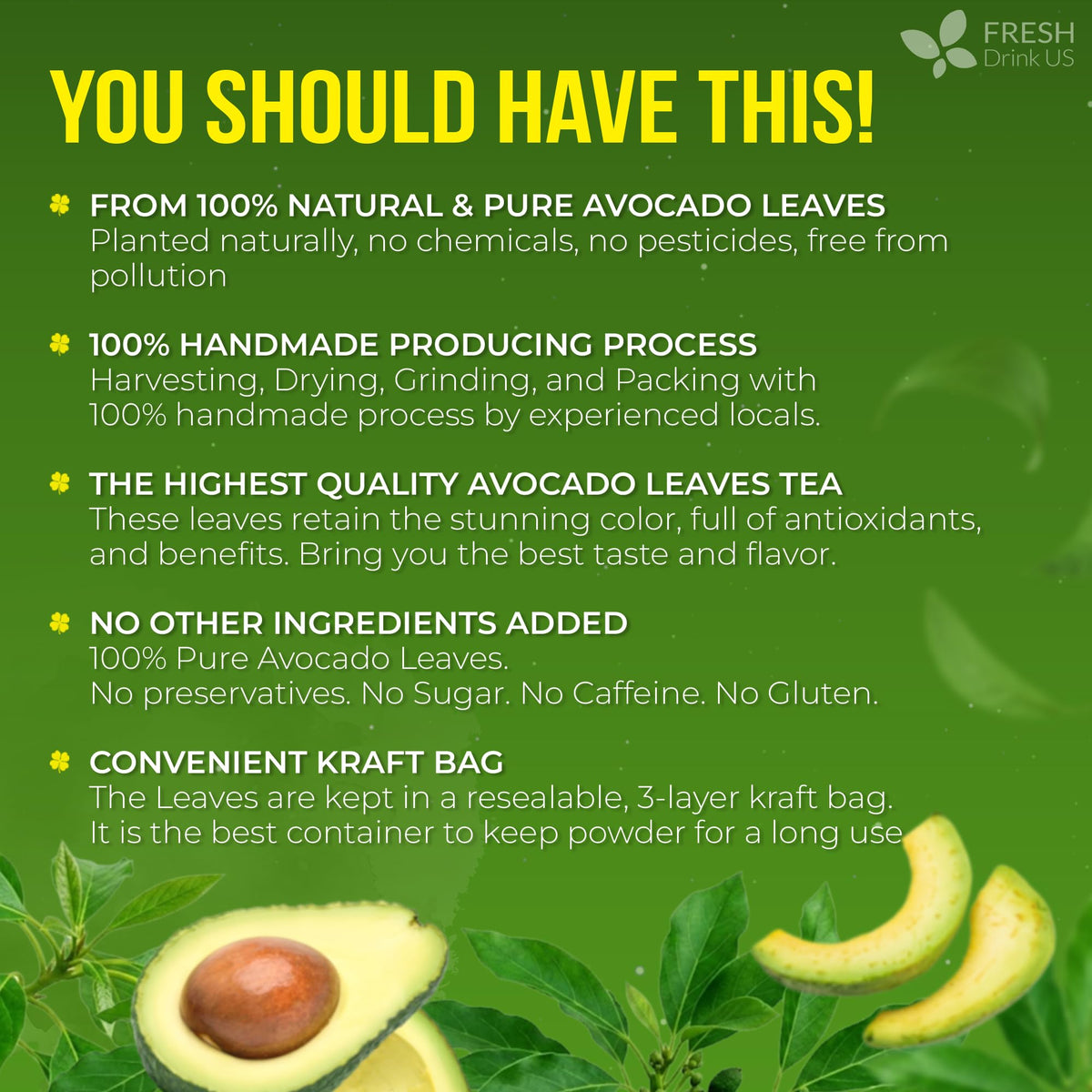 FreshDrinkUS avocado leaves aroma-steam highlights fresh herbal notes for tea lovers