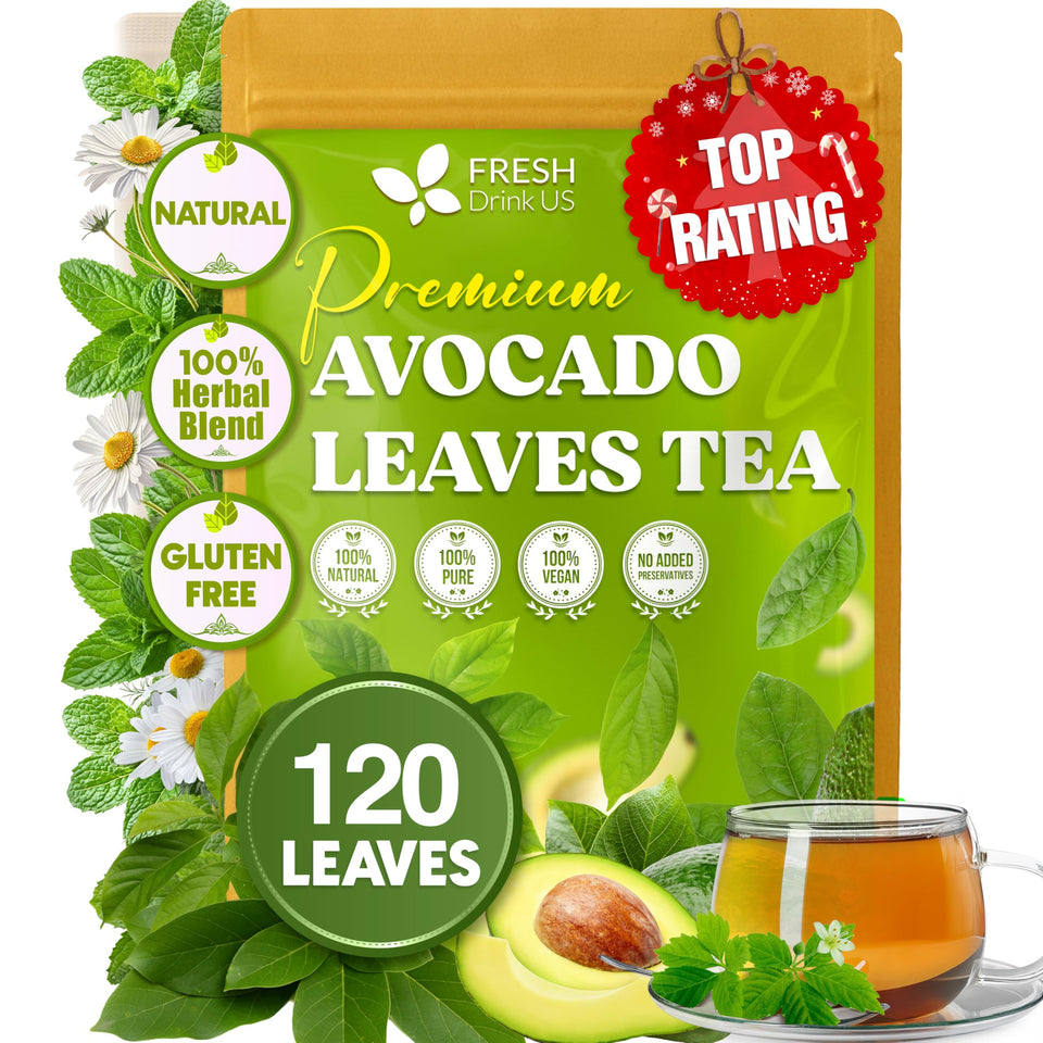 FreshDrinkUS avocado leaves tea brew showcases a natural, caffeine-free cup