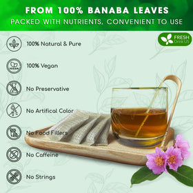 FreshDrinkUS banaba tea bag resealable pouch preserves freshness and flavor.