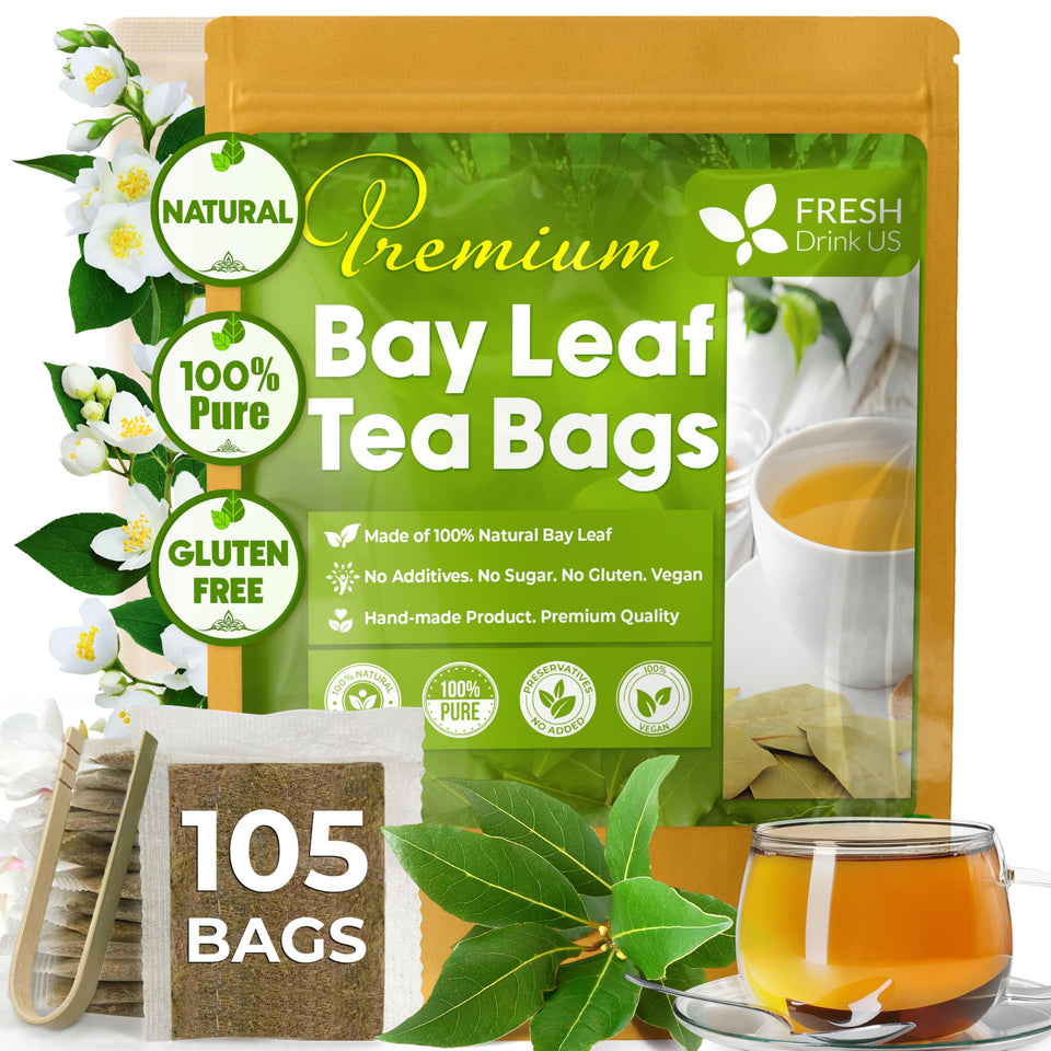 FreshDrinkUS bay leaf tea bags packaging highlights brand and eco-friendly design