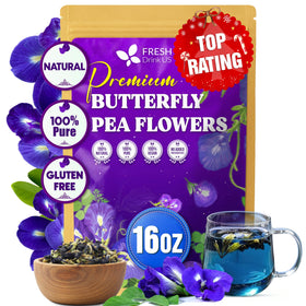 FreshDrinkUS blue butterfly pea flowers dried bundle for caffeine-free tea
