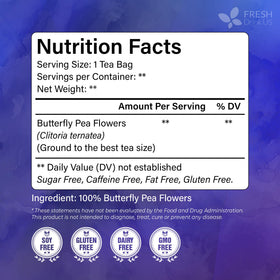 FreshDrinkUS butterfly pea tea bags close-up with vibrant leaves and fragrance