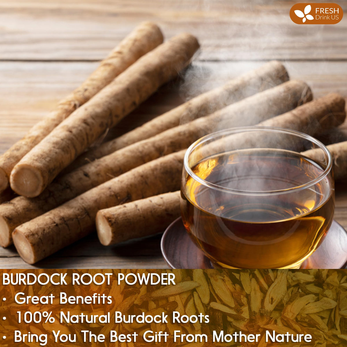 From sustainable family farms to your kitchen, FreshDrinkUS burdock powder emphasizes responsible sourcing