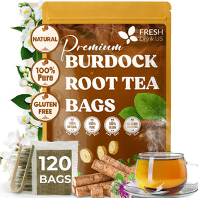 FreshDrinkUS burdock root tea bags pack showing natural quality for daily use