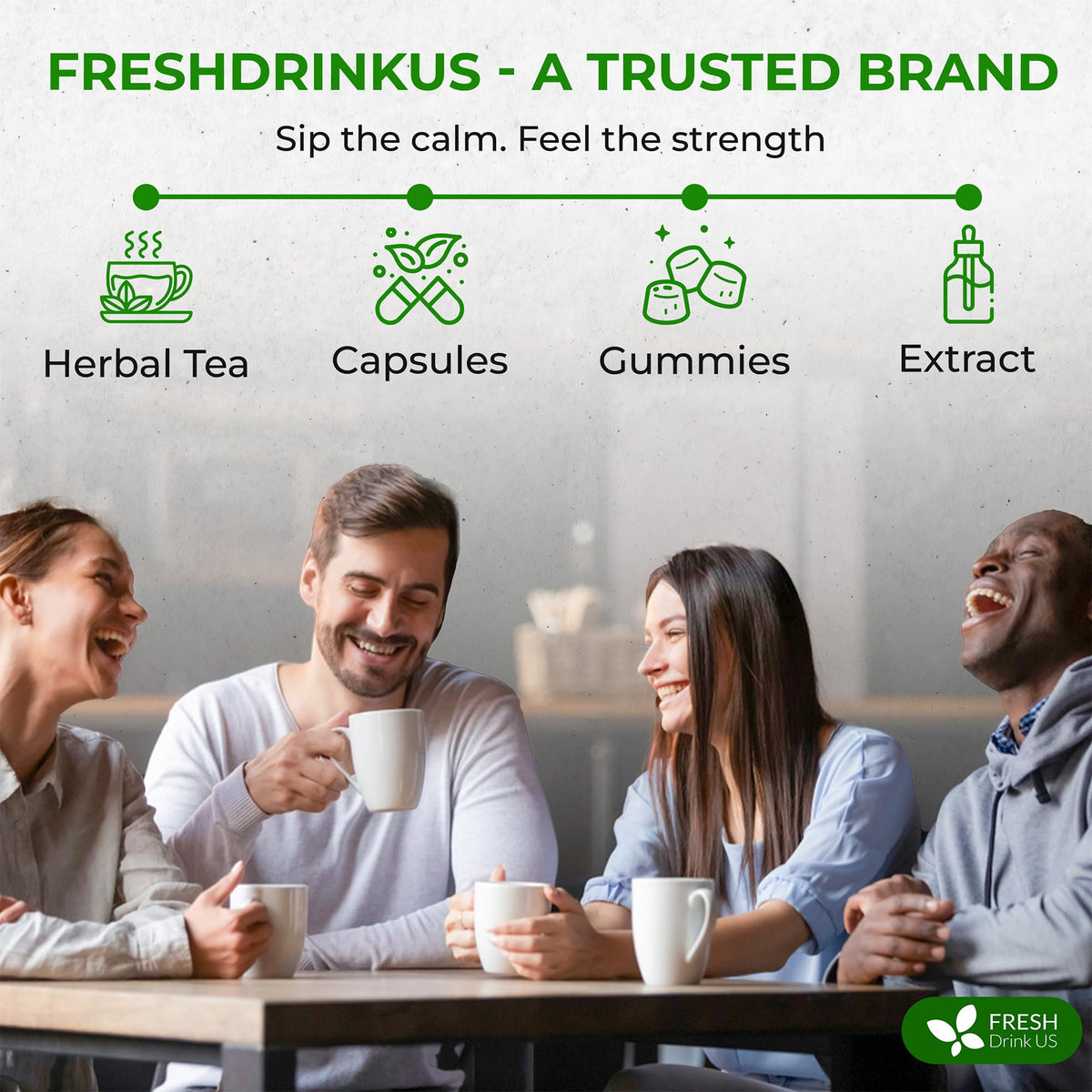 FreshDrinkUS caffeine-free tea suitable for any time of day.