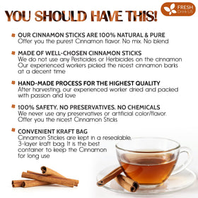 FreshDrinkUS cinnamon sticks, whole 75 plus for warm beverages and desserts.