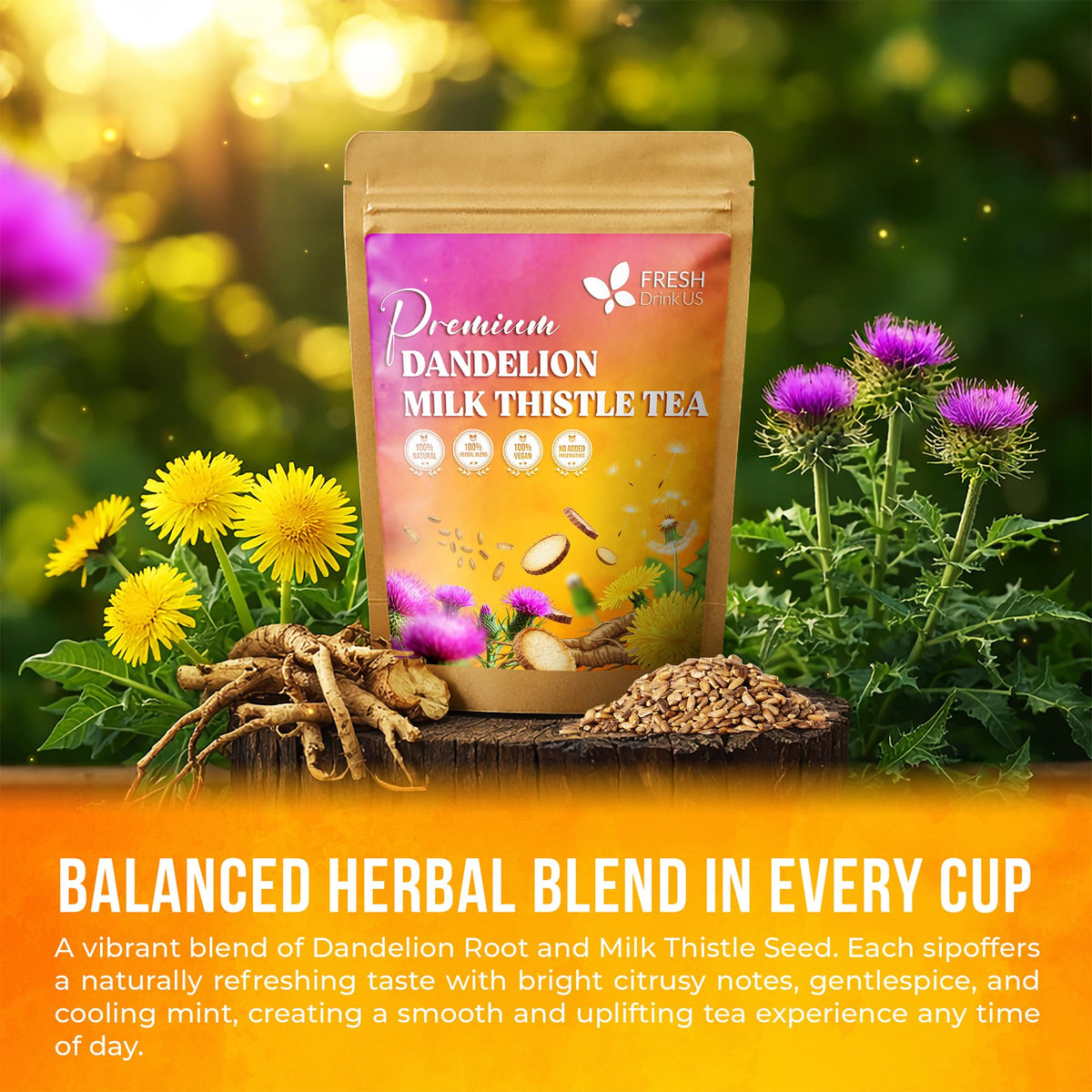 FreshDrinkUS dandelion-root closeup highlighting earthy notes.
