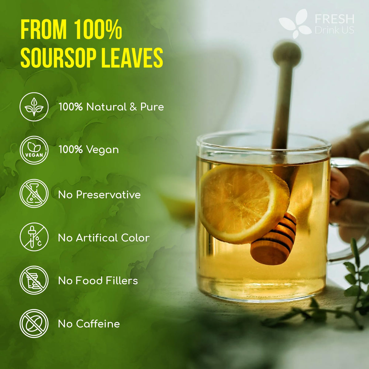 FreshDrinkUS dried soursop leaves ready for premium tea infusion and aroma