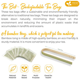 FreshDrinkUS eco-friendly tea bags packaging emphasizing freshness and reduced waste.