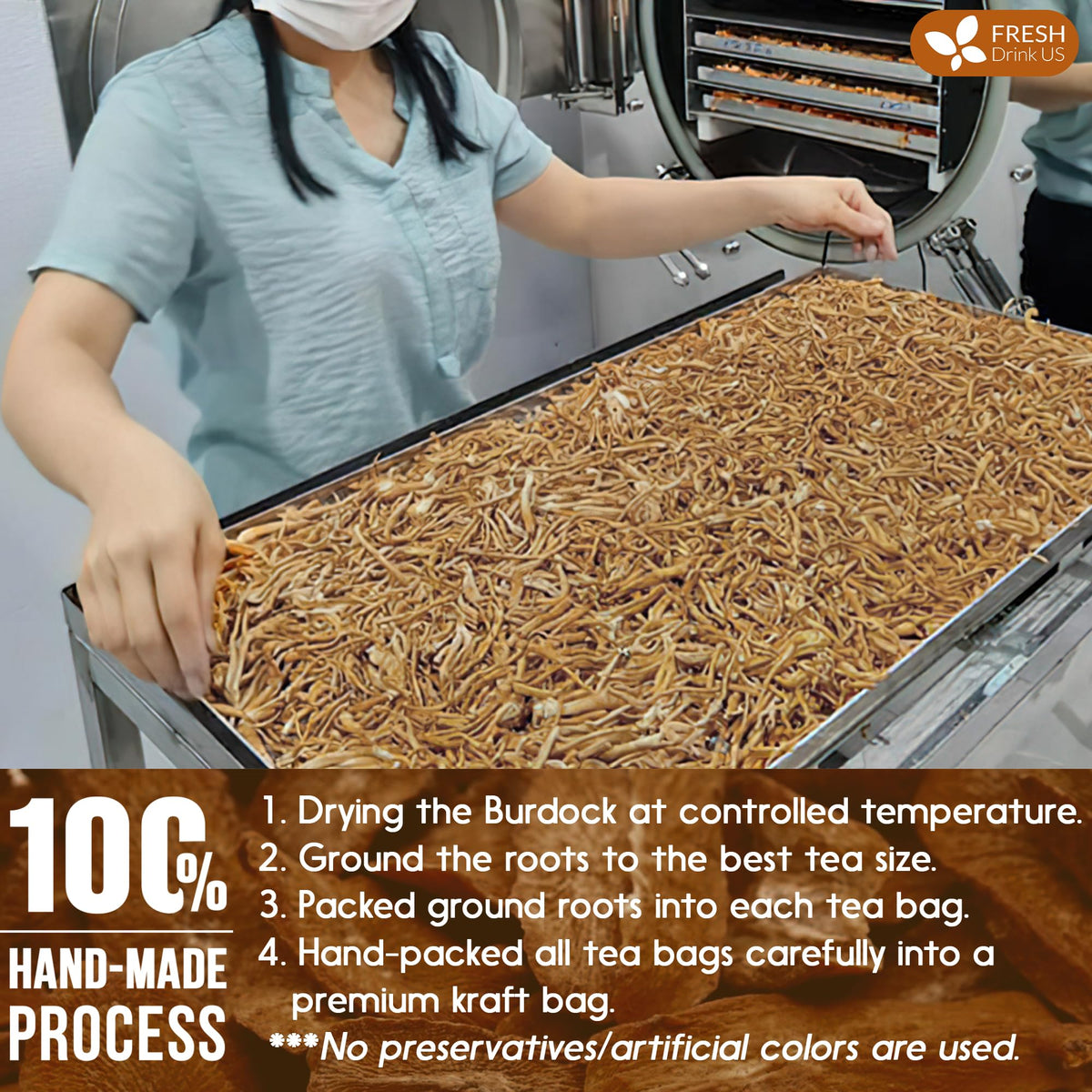 Farm-fresh burdock roots used by FreshDrinkUS