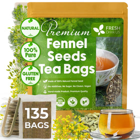 FreshDrinkUS fennel tea bag packaging close-up highlights premium flavor