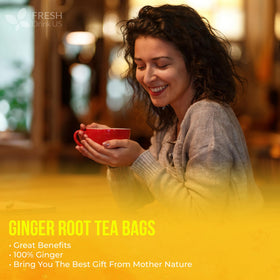 FreshDrinkUS ginger tea bags natural corn-fiber packaging is plant-based.