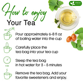 FreshDrinkUS Ginkgo tea bag eco-friendly option supports vegan and gluten-free diets