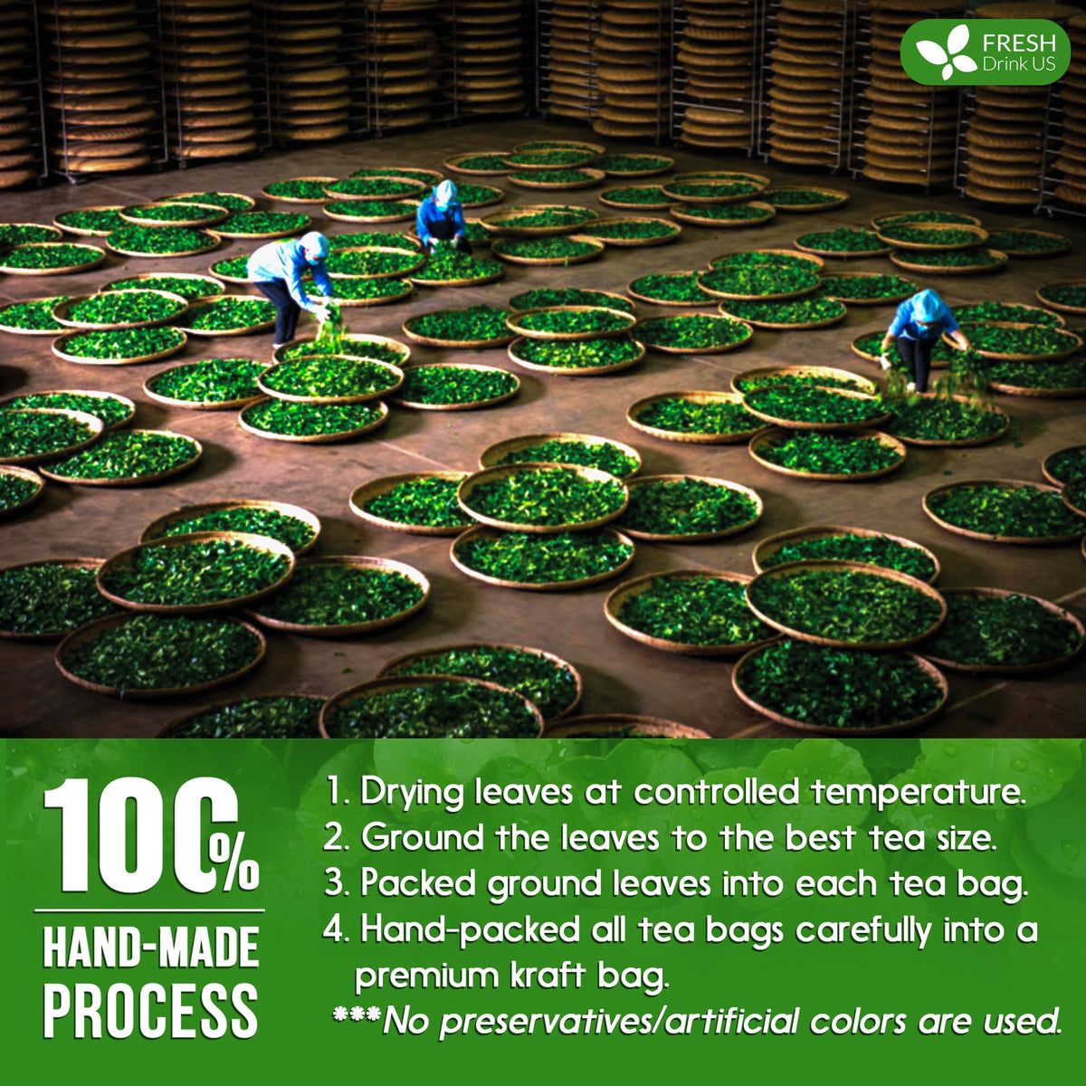 FreshDrinkUS Gotu Kola tea aroma evokes earthy, floral notes for a calming break.