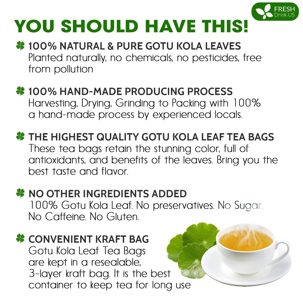 FreshDrinkUS Gotu Kola leaf harvest highlighting farm-fresh, responsibly sourced leaves.