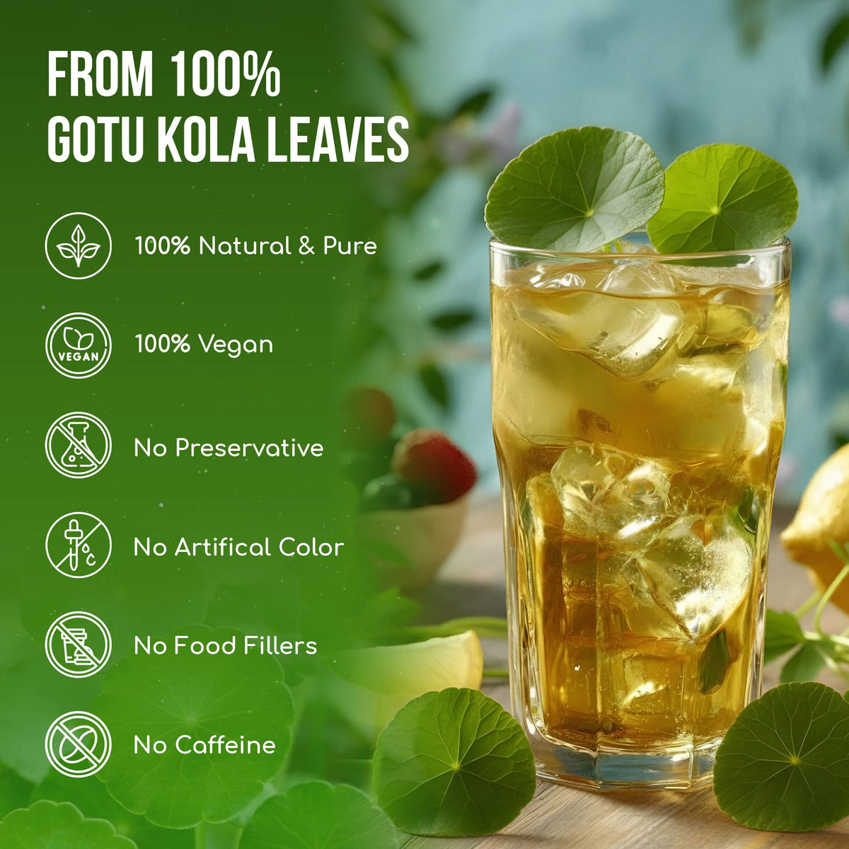 FreshDrinkUS gotu kola leaves close-up reveals natural texture and color.