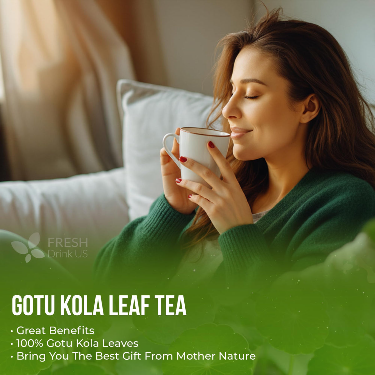 FreshDrinkUS gotu kola leaves dried texture conveys quality and freshness.