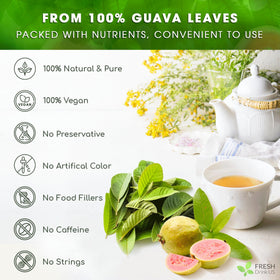FreshDrinkUS Guava Leaf Tea Bags stacked for a pure, natural brew.
