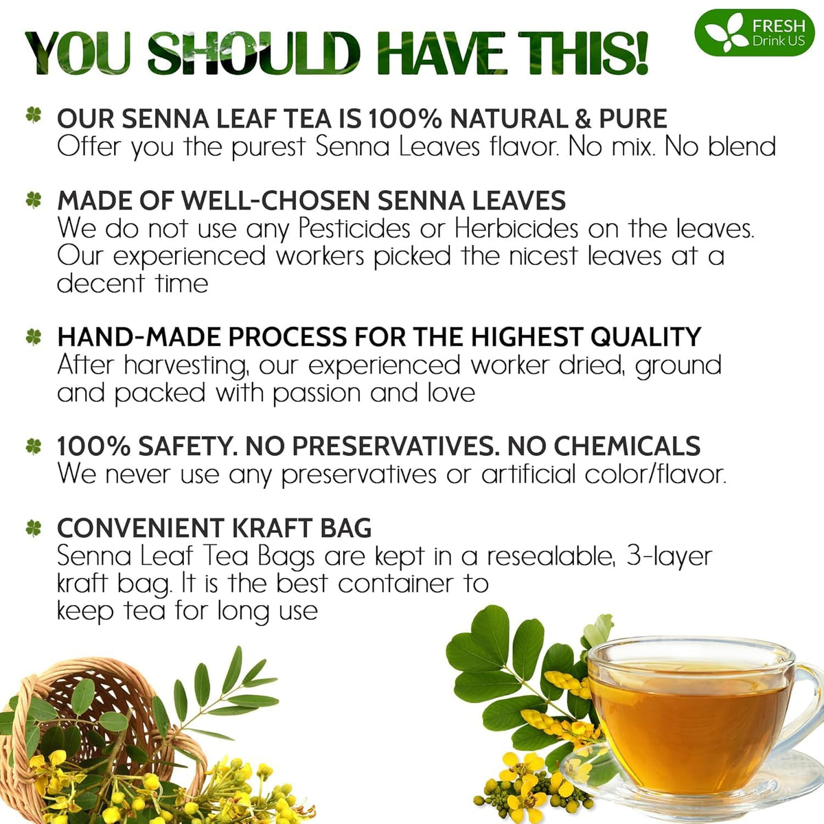 FreshDrinkUS handmade senna leaf processing shows careful harvest