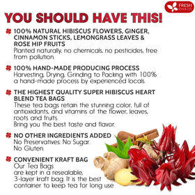 FreshDrinkUS hibiscus-heart-blend-pyramid-bags steep for a vibrant, flavorful cup.