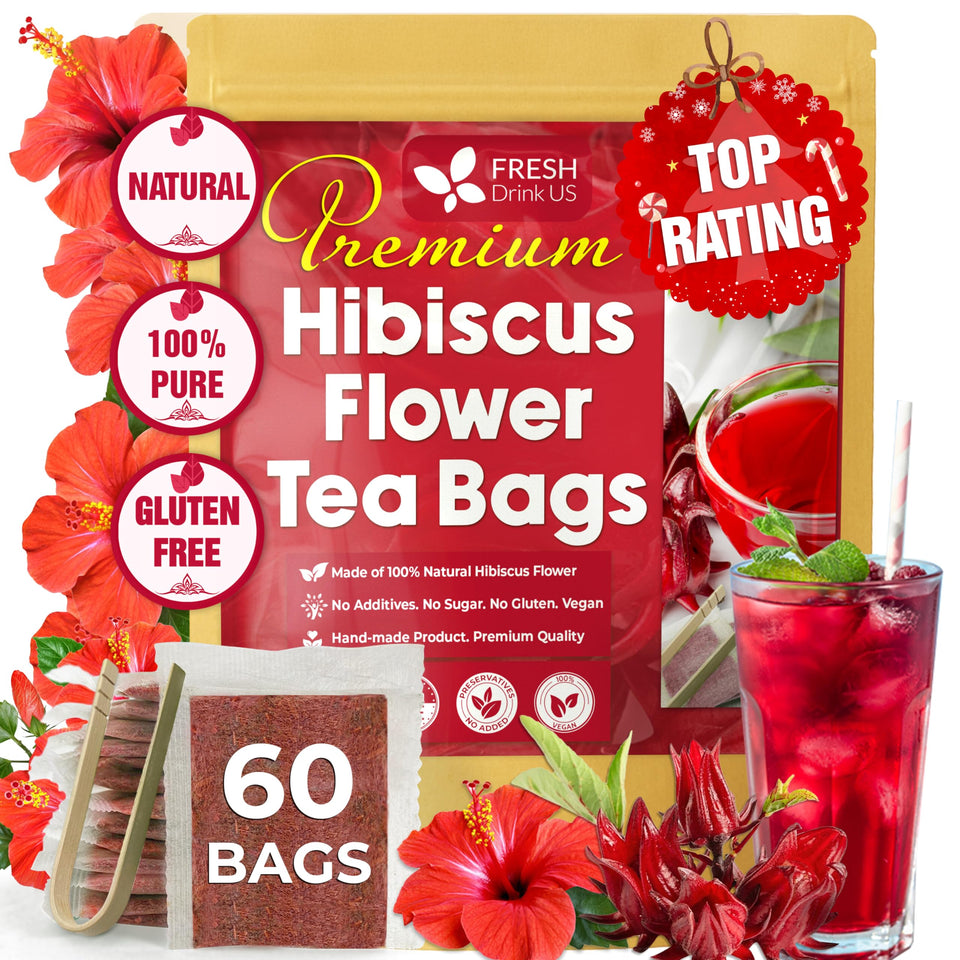 FreshDrinkUS hibiscus tea bags in packaging for easy brewing