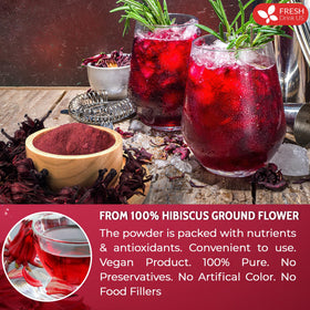 FreshDrinkUS hibiscus tea cup highlights vibrant color for refreshing beverages.