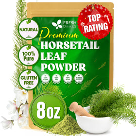FreshDrinkUS horsetail powder pouch preserves freshness for tea and smoothies.