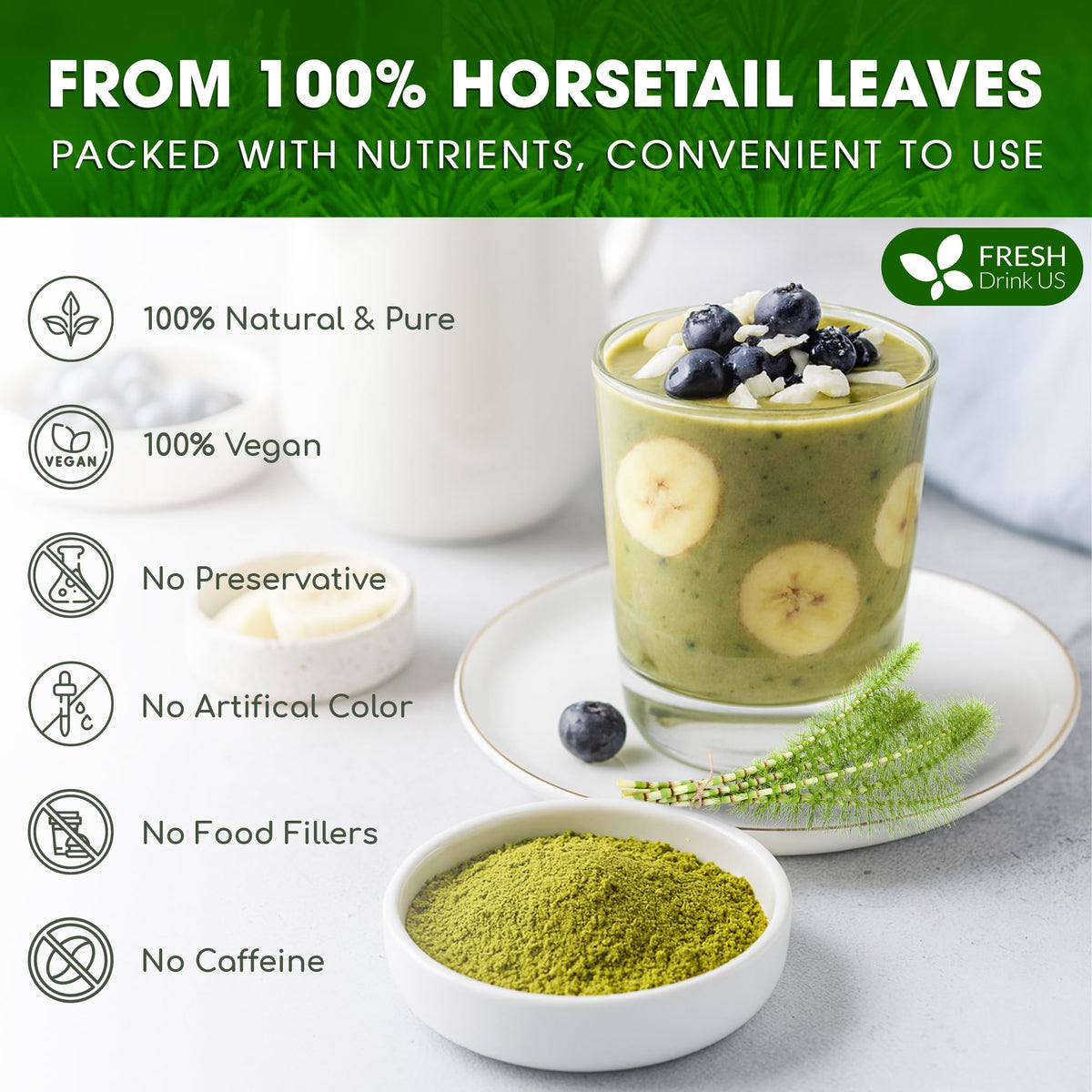 FreshDrinkUS horsetail powder added to tea delivers earthy, comforting aroma.
