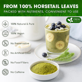 FreshDrinkUS horsetail powder added to tea delivers earthy, comforting aroma.