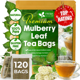 FreshDrinkUS mulberry tea bags pack highlighting pure leaves for a caffeine-free ritual