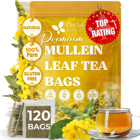 FreshDrinkUS mullein leaf tea bag close-up showing pure leaves for a simple brew