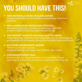 FreshDrinkUS mullein tea bags packaging highlighting eco-friendly sourcing