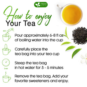 FreshDrinkUS natural tea bag label on packaging.
