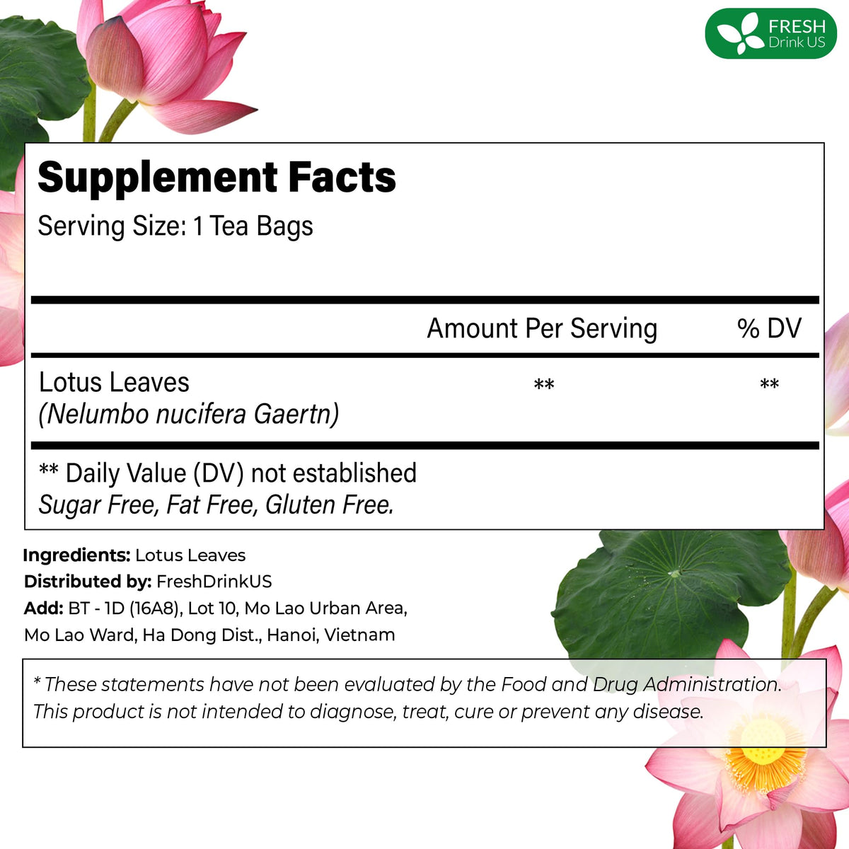FRESHDRINKUS no-additives pure leaves support natural tea flavor.