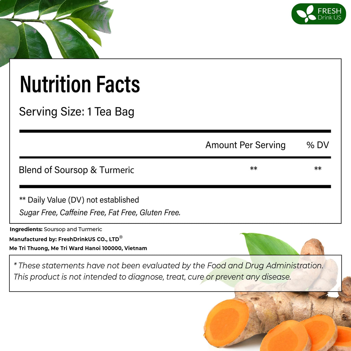 FreshDrinkUS no sugar vegan label for clean plant-based option