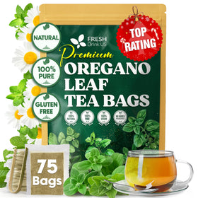FreshDrinkUS oregano tea bag packaging highlights premium quality and eco-friendly design.