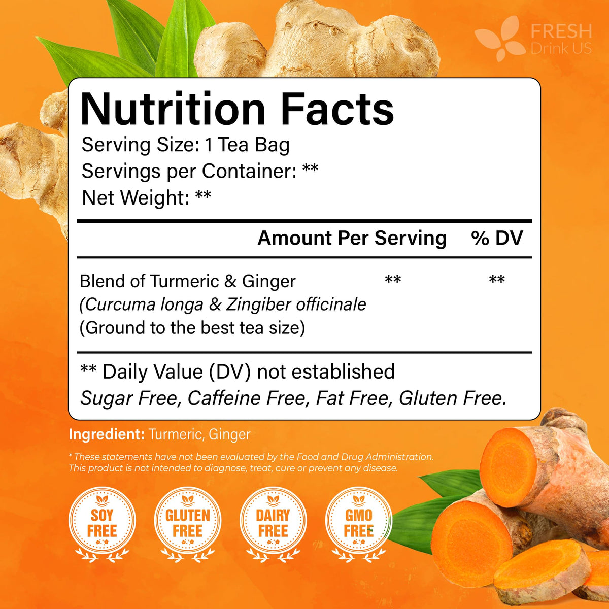 FreshDrinkUS packaged natural ingredients tea bags in minimal eco-packaging