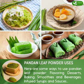 Baked goods colored with FRESHDRINKUS Pandan Leaf Powder and fragrant notes.