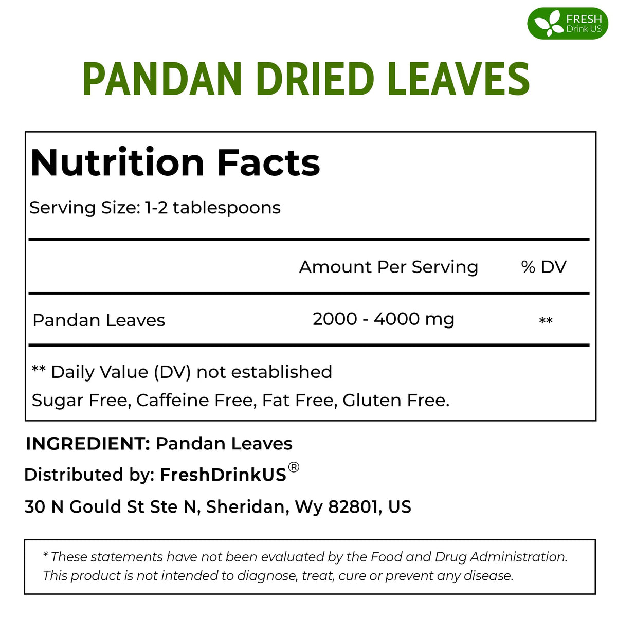 FreshDrinkUS pandan leaves tea infusion offering caffeine-free option