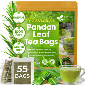 FreshDrinkUS pandan tea bag close-up shows pure aroma and leaf quality.