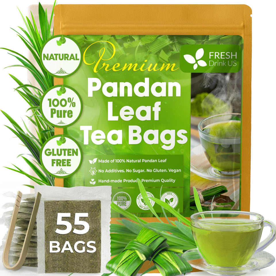 FreshDrinkUS pandan tea bag close-up shows pure aroma and leaf quality.