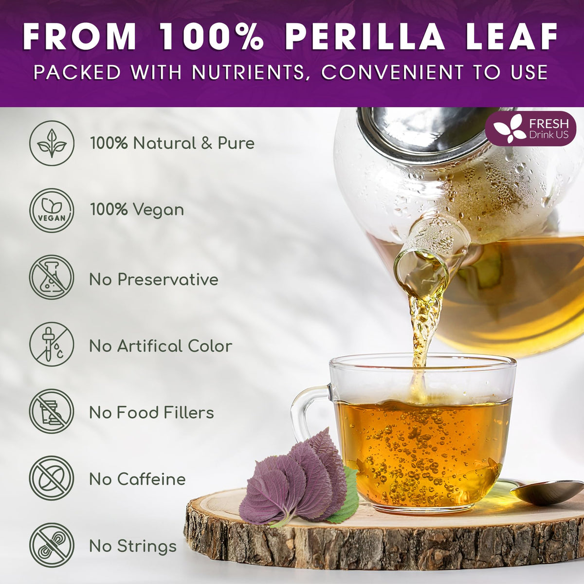 FreshDrinkUS perilla tea bags in cup smooth earthy flavor ready hot or iced