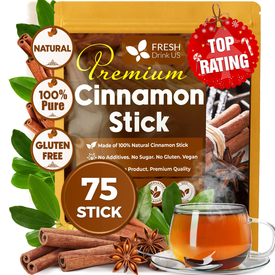 FreshDrinkUS premium cinnamon inner bark sticks ready for tea and spice infusions.