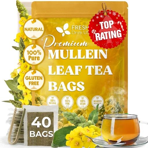 FreshDrinkUS premium mullein tea bags in eco packaging for a pure, convenient brew