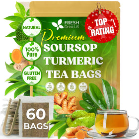 FreshDrinkUS premium soursop turmeric tea bags for convenient daily brew